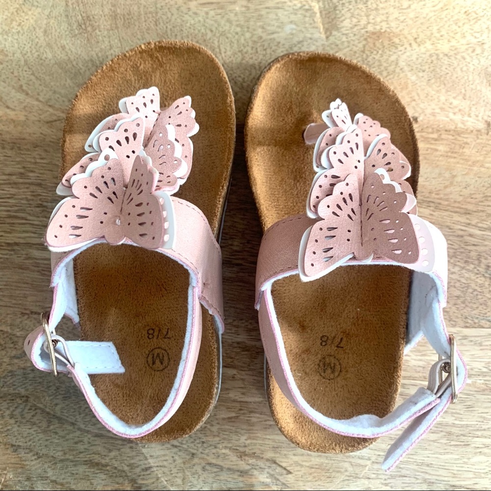 Pink butterfly toddler sandals sz 7/8